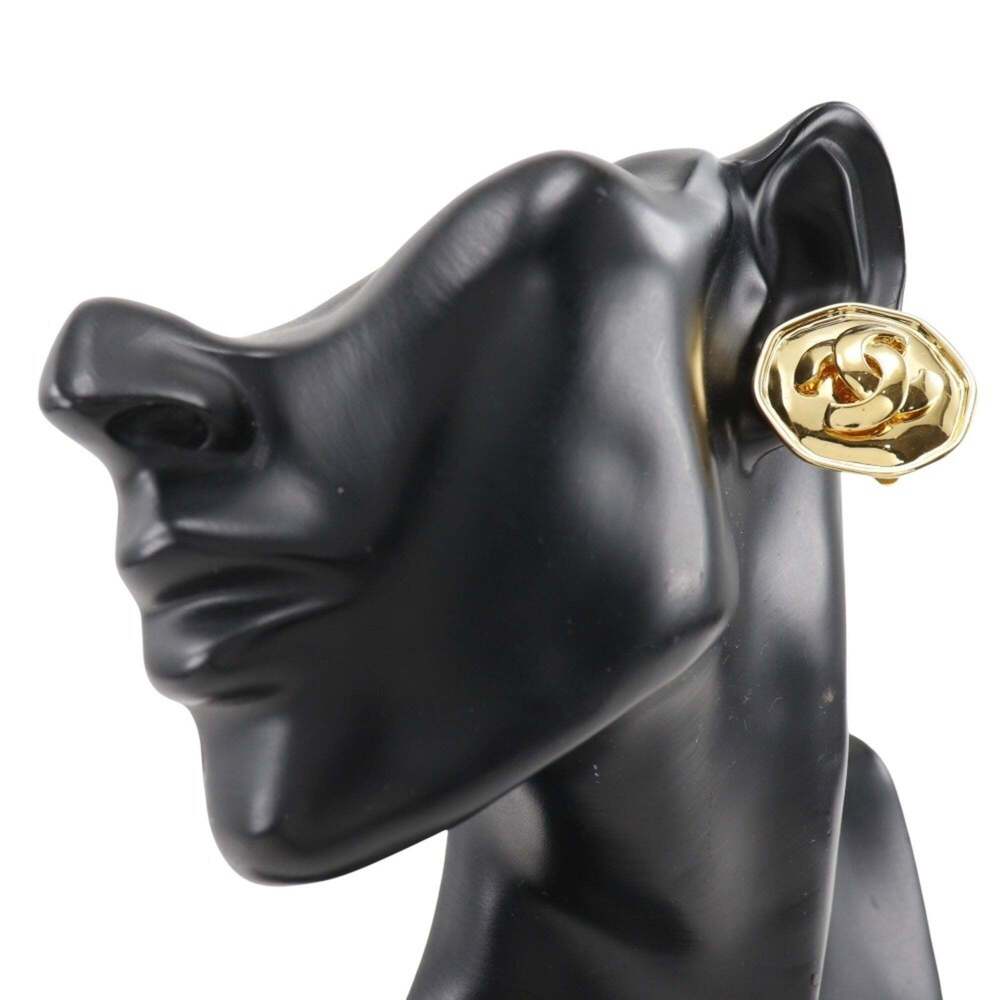 CHANEL Authentic Gold Logo Earrings - Picture 2 of 6